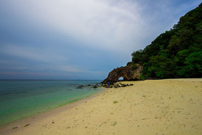 Scenic view of beach against sky