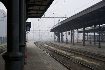 Railroad station against sky