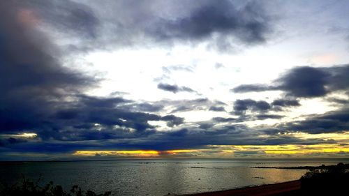 Scenic view of sea against cloudy sky