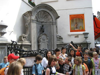 Group of people in front of building