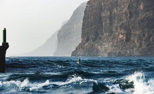 Scenic view of sea against clear sky