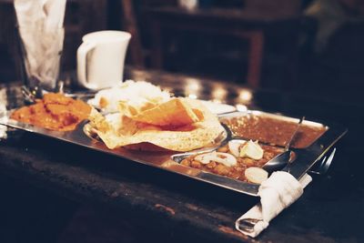 Close-up of food in plate on table