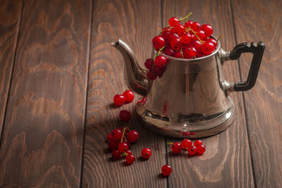 Close-up of red berries on table