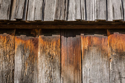 Full frame shot of old wooden roof