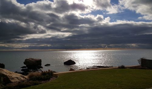 Scenic view of landscape against cloudy sky