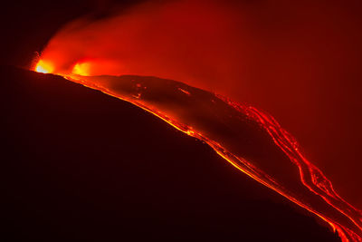 Aerial view of fire at night