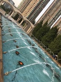 High angle view of swimming pool in building