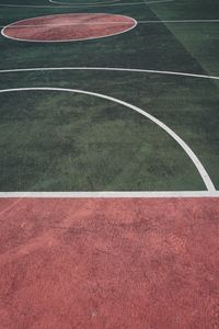 Colorful basketball court in the street in the city