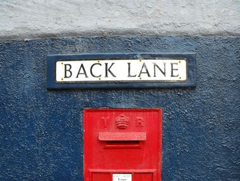 Close-up of information sign