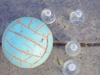 High angle view of drink on table