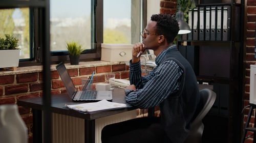 Businessman working at office