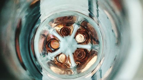 High angle view of coffee in glass