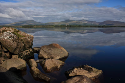 Scenic view of lake against sky