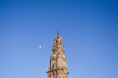 Low angle view of built structure against clear blue sky