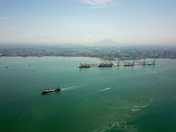 High angle view of sea against sky