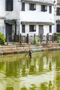 Reflection of building in lake