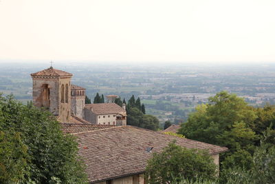 High angle view of buildings in city