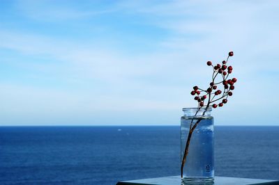 Scenic view of sea against blue sky