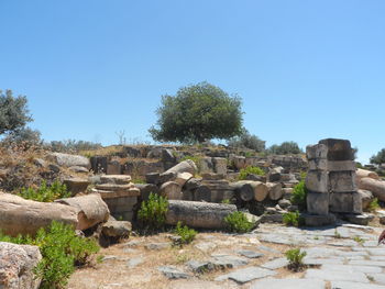 View of old ruins against clear sky