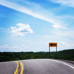 Road sign against sky