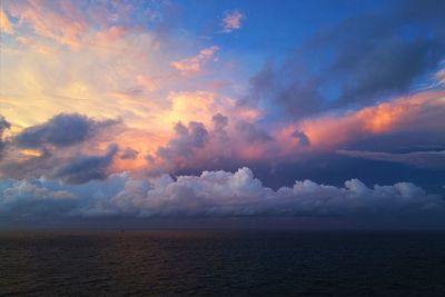 Scenic view of sea against sky at sunset