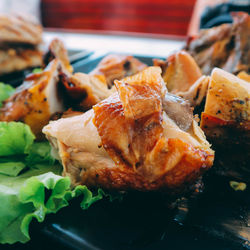 Close-up of served food in plate