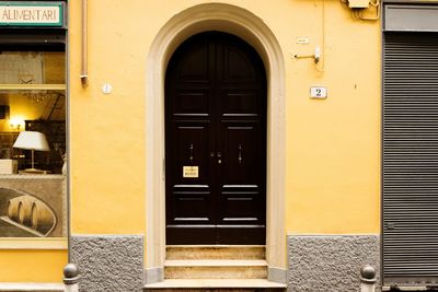 Closed door of building