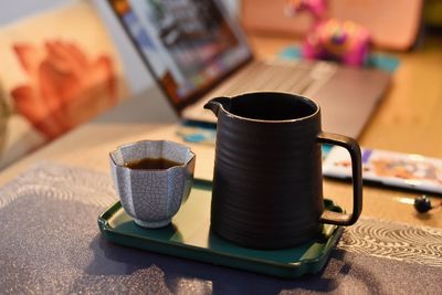 Close-up of coffee on table