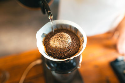 High angle view of coffee cup