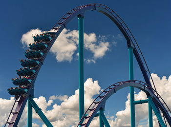 Low angle view of rollercoaster against sky