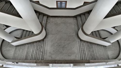 Low angle view of spiral staircase in building