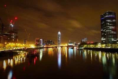 Illuminated city at night