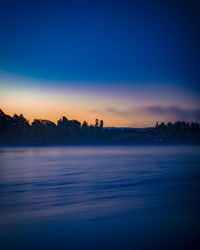 Scenic view of sea against clear sky during sunset