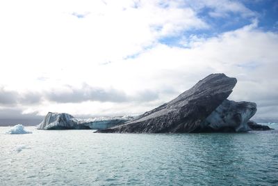 Scenic view of frozen sea against sky