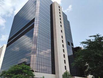 Low angle view of modern building against sky