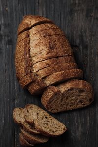 Close-up of bread on wooden table