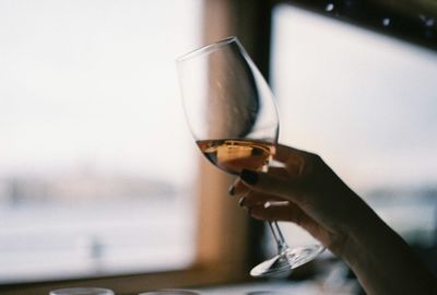 Cropped image of woman holding wineglass