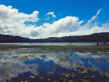 Scenic view of lake against sky