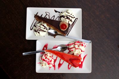 High angle view of food on table