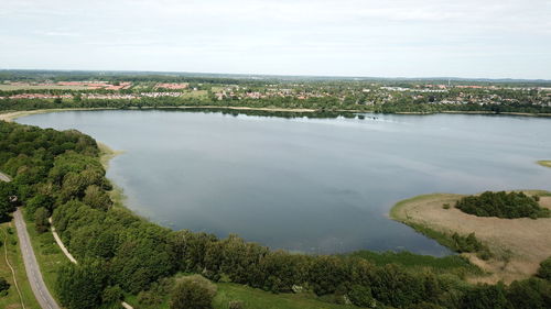 High angle view of river against sky