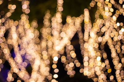 Defocused image of illuminated lights at night