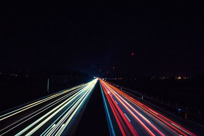 Light trails on highway at night