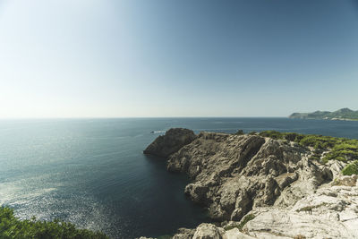 Scenic view of sea against clear sky