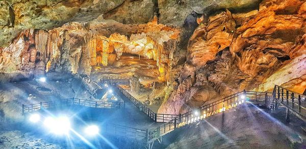 Aerial view of illuminated cave