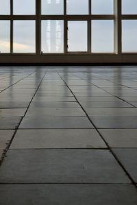 Wooden floor in glass window