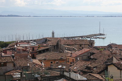 High angle view of townscape against sky