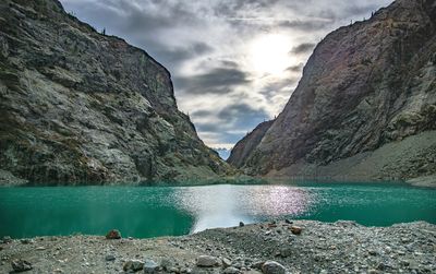 Scenic view of lake against sky