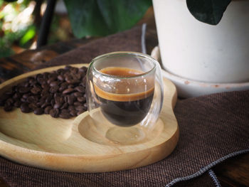 Close-up of coffee cup on table