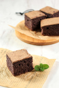 Selected foucs black glutinous rice chiffon cake. soft and moist sliced cake, 