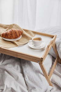 High angle view of breakfast on table